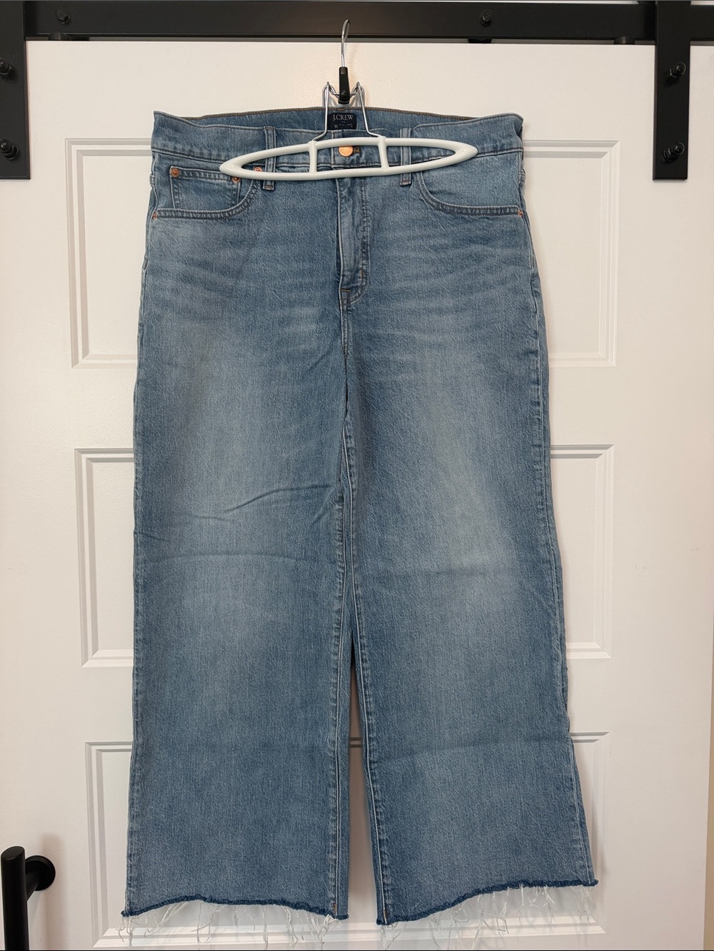 J. Crew Light Blue Wide-Leg Jeans with Raw Hem